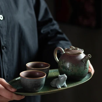 עיצוב ערכת תה ביתי פשוט המשרד לוטוס בריכה אור הירח קונג פו כבשן שינוי ערכת תה כוס Teaware מטבח פינת אוכל בר גן