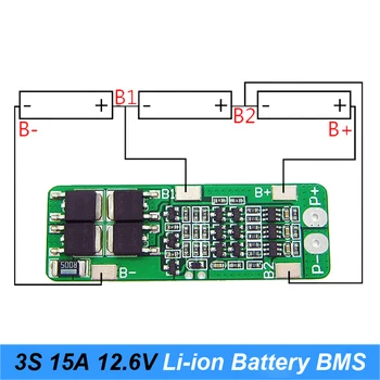 איכות גבוהה 3 15A Li-ion Battery18650 מטען הגנה לוח PCB BMS12.6V תא טעינה להגן על מודול חשמלי, כלי