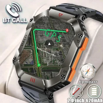 גברים שעון חכם צבאי בריא לפקח AI קול Bluetooth שיחה GPS Tracker כושר עמיד למים ספורט Smartwatch עבור אנדרואיד IOS