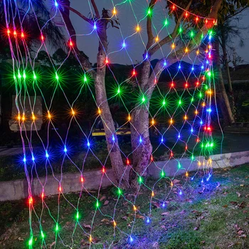 1.5x1.5M 3x2M 6x4M Led רשת רשת מחרוזת אור חיצוני עמיד למים גן חג המולד מסיבת חתונה וילון חלון נטו אורות גרלנד