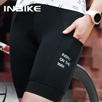 INBIKE נשים אופניים מכנסיים מרופדים 3D רכיבה על אופניים מכנסיים קצרים לרכיבה על אופני כביש מכנסי טייץ עם כיסים בצד אופניים בגדים