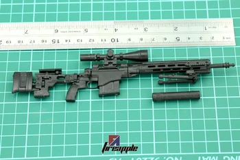 1:6 בקנה מידה MSR רובה צלפים חיילי פלסטיק נשק אביזרים 4D אקדח שחור דגם 12