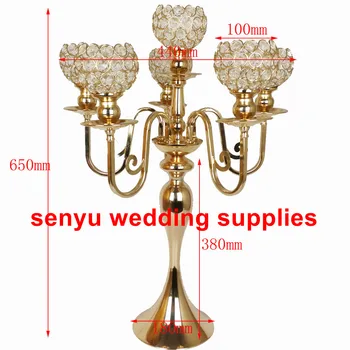 חם חדש בסגנון גבוה 5-זרועות קריסטל, מנורות שולחן מרכזי החתונה אספקת senyu0047