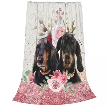 אהבה תחש שמיכת פלנל הדפסה כלבים נייד אולטרה שמיכה חמה על הספה המכונית כיסוי