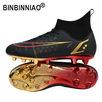 BINBINNIAO גודל 33-45 גברים ילדים בנים הזהב נעלי כדורגל נעלי ספורט פאטוס דה futbol סוליות כדורגל