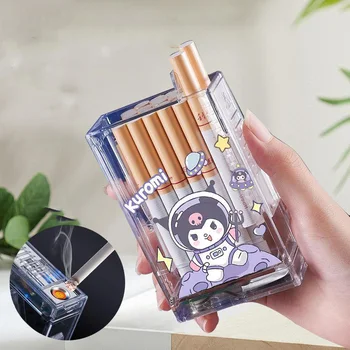 Kawaii Sanrio ברור קופסת סיגריות, מצית כל אחד ב-Kuromi אביזרי יופי חמוד קריקטורה אנימה נייד צעצועים עבור בנות מתנות