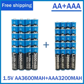 משלוח חינם AA+AAABattery 100%מקורי חדש 1.5 V Rechargeablebattery AA3600MAH AAA3200MAH Lkaline סוללות עבור שלט רחוק