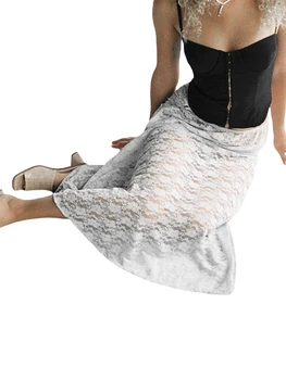 נשים s אלגנטי תחרה פרחונית חצאית מקסי עם הצרופה גולש Slit - מושלם עבור מועדון מסיבות, אירועי קיץ