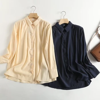 ג ' ני&דייב אופנה פשוטה ארוך חולצה משרד ליידי שיפון חולצה רופף נשים