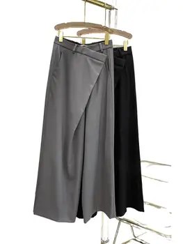 2023 בגדי נשים קרוס-לקפל מכנסיים רחבות 0730