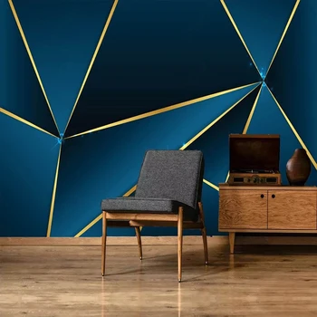 יצירתי כחול גיאומטריות ציור קיר טפט מודרני סלון, חדר השינה, ספת הטלוויזיה רקע תפאורה הביתה 3D המסמכים Pintado דה ונקייה