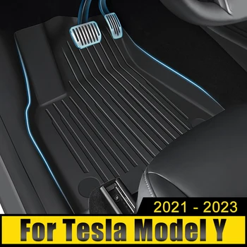 מותאמות אישית שנעשו TPE המכונית מחצלות עבור טסלה מודל Y ModelY 2021 2022 2023 LHD שטיחים הרגל כיסוי ריפוד פנימי להגנה אביזרים