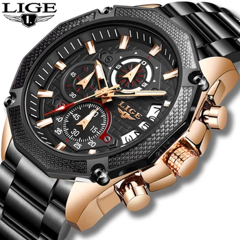 2022 חדש LIGE אופנה מותג Mens שעונים מלא, פלדה עסקים קוורץ שעון הצבאי ספורט עמיד למים שעון יד Relogio Masculino