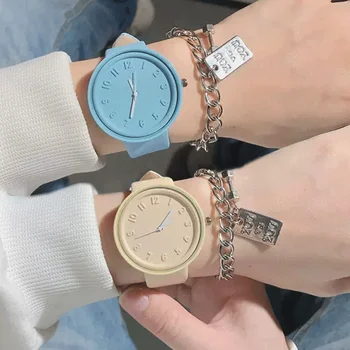 נשים קוורץ שעונים פשוט עגול שעון ספורט רצועת עור מזדמן ספורט פרק כף היד שעון שעוני יד רלו Mujer