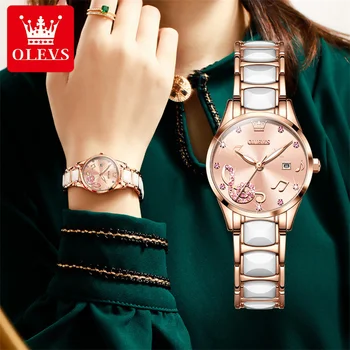 העליון החדש קרמיקה שרשרת של נשים שעון יד 30m עמיד למים אופנה נשית שעון נשים שעון קוורץ ירוק שעונים Relogio בנות