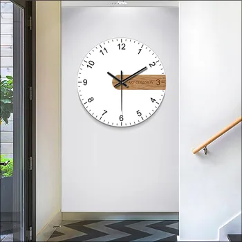 אמנות שעון קיר מודרני ופשוט צבע רקע דיגיטלי קוורץ שעון עגול גדול השעון הביתה קיר בסגנון נורדי שקט ופתי