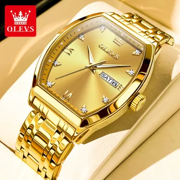 OLEVS אופנה חדשה זהב קוורץ שעונים לגברים נירוסטה רצועה עמיד למים Mens שעונים העליון מותג יוקרה Relogio Masculino
