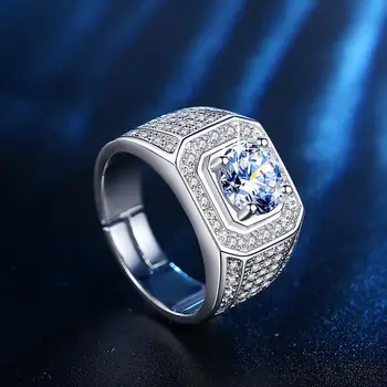 HOYON טבעי AAA 1 קראט יהלומים סגנון חן S925 צבע כסף טבעת לגברים Anillos דה Bizuteria טבעת תכשיטים מתנה