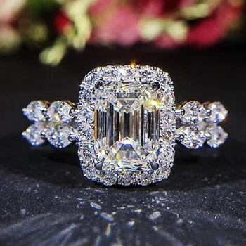 Huitan טבעות לנשים מבריק זרקונים חתונה אירוסין נקבה אביזרים מפואר ההצעה טבעת מתנה אופנתית-תכשיטים