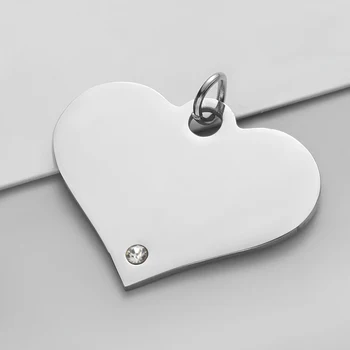 30pcs/Lot נירוסטה מראה מלוטש הלב עם זירקון קסמי תליונים עבור DIY ליצירת תכשיטים ואביזרים 20/25 מ 