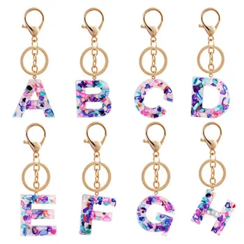 1PCS נשים המכתב מחזיקי מפתחות חלול האלפבית האנגלי Keyring תיק עבודות-יד חמוד מחזיק מפתחות אביזרים
