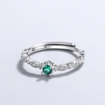 אמיתי 925 כסף סטרלינג ירוק טבעת אבן אופנה נשים מסיבה חמוד תכשיטים יפים מינימליסטי אביזרים 2022 מתנה