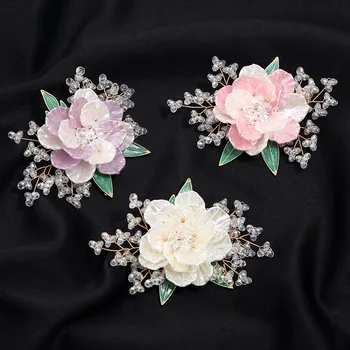 יוקרה קריסטל פרל פרח סיכה לנשים ליידי באיכות גבוהה מותג העליון סיכות פרחים מסיבת חתונה אלגנטית תגי סיכה מתנה