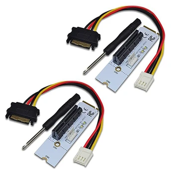 2X NGFF מ. 2 PCI-E 4X קמה כרטיס M2 מפתח מ ' Pcie X4 מתאם עם LED מתח מחוון עבור ETH כורה Bitcoin Mining