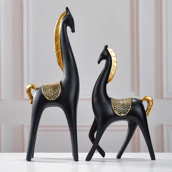 פשוט המודרנית שרף סוס קישוטים קישוט אמנות בבית-סלון שולחן דמויות של חיות מלאכות אביזרים מתנות חתונה עיצוב