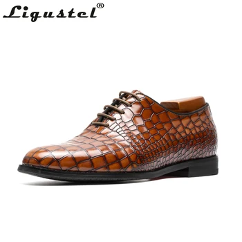 Ligustel גברים Derss נעליים באיכות גבוהה עור תנין בעבודת יד האדום התחתון Oxdfords נעליים עסקים רשמית מסיבת חתונה נעליים