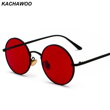 Kachawoo נשים משקפי שמש אדומה עדשות סביב מסגרת מתכת וינטאג', רטרו, משקפי שמש לגברים יוניסקס מתנות יום הולדת
