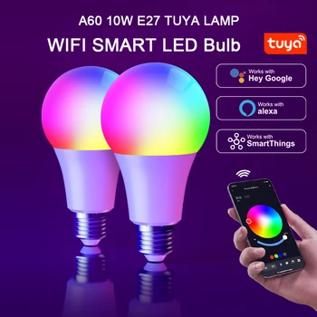 RGB Tuya נורת חשמל חכם Wifi E27 E14 GU10 LED 110V 220V בקרת יישום מנורת Led עובד עם Yandex אליס הבית של Google אלקסה