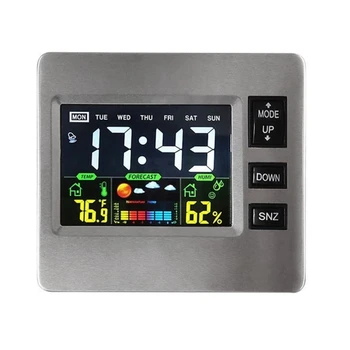 משולבת צבע מסך מזג אוויר, שעון דיגיטלי שעון מעורר עם LCD תצוגת מזג אוויר, טמפרטורה, נודניק שעון מעורר