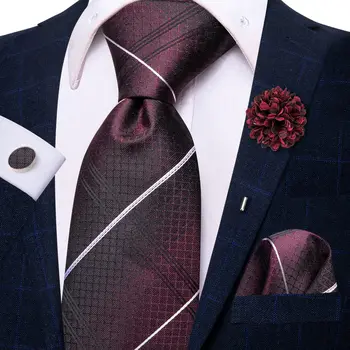 היי-תקשור עיצוב פסים כהים Burrgundy Mens עניבה יוקרה 8.5 ס 