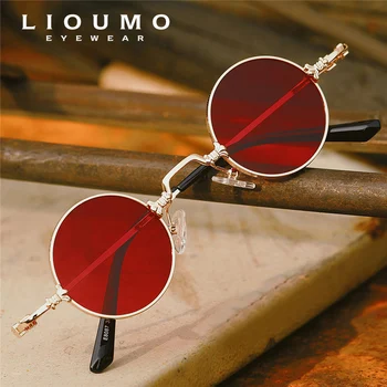 LIOUMO איכותי Steampunk משקפי שמש גברים נשים מותג מעצב בציר סיבוב מסגרת מתכת מגמה צל UV400 gafas דה סול גבר