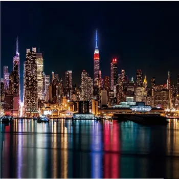 beibehang טפט מותאם אישית ניו-יורק לילה השקפה של העיר בלילה נוף לציור מופשט המלך הקיר בסלון טלוויזיה backgro