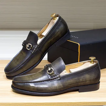 איטלקית בעבודת יד עיצוב עור אמיתי נעלי גברים דירות נהיגה נעליים באיכות גבוהה גברים למשרד לעסק נעליים רכות מוקסינים