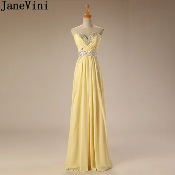 JaneVini אלגנטית מתוקה אורך רצפת הרבה אורחים חתונה שמלת מסיבה החלוק Demoiselle נצנצים שמלות שושבינה תחרה למעלה