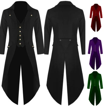 רבותיי מעיל של גברים Steampunk אופנה וינטג 'מעייל פראק' קט גותי ויקטוריאני שמלת מעיל גברים במדים של תחפושת.