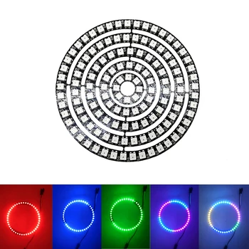 WS2812B פיקסלים הטבעת 8 16 24 35 45 נוריות WS2812 5050 RGB LED הטבעת RGB למיעון רצועת Led DC 5V צבע מלא