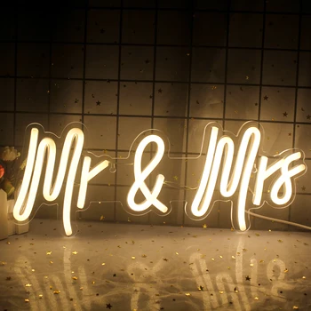 מר וגברת שלט LED מותאם אישית Luminoso אור השינה מתנת יום הולדת עם חדר ולנטיין יום החתונה קישוט הקיר