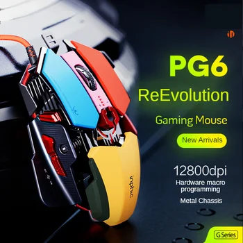 PG6 מאקרו עכבר מחשב USB Wired Gaming עכברים RGB שקט Mause 12800 DPI המשחק עכבר עם 9 לחצן עבור מחשב נייד שולחן עבודה גיימר