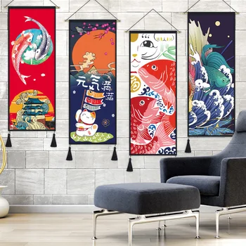 יפנית מנקי נקו בד תלוי ציור קיר שטיח סלון דקורטיבי טאטאמי השינה בד הציור שטיח
