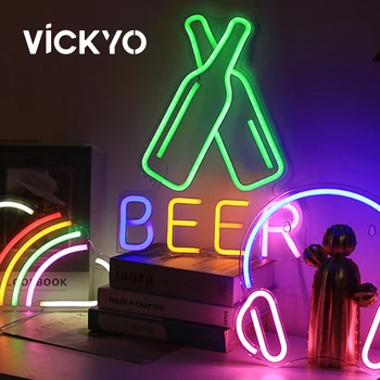 VICKYO LED המשחק ניאון אור בירה סימן מנורת ניאון אקריליק מנורת לילה בר מסיבת מועדון ליל כל הקדושים פרסום קישוט הקיר