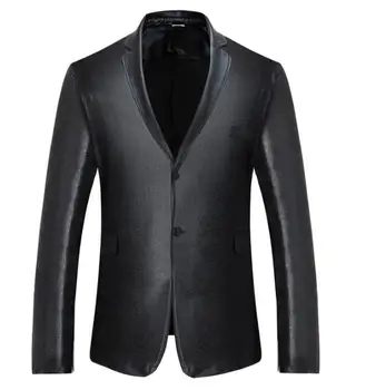 סגנון חדש חליפה של גבר מוצק צבע השרוול הארוך אחת עם חזה מתאים סלים בד חלקה ז ' קט A108
