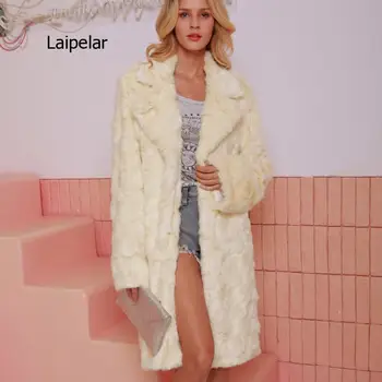 2020 נשים סתיו חורף אופנה Faux פרווה דפוס מעיל ארוך, חליפת צווארון המעיל, כל-התאמה מגמת מעיל החורף