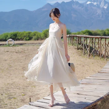 2 צבעים נשים זמן להחליק השמלה שמלת קיץ בקיץ 2022 המסלול אלגנטי קוריאני רטרו פיות מקרית ים חופשה על החוף מסיבת Vestidos