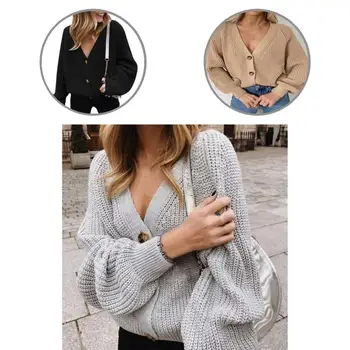 סוודר מעיל לחצן Multi-צבע השרוול הארוך בנות סריגים מעיל הנשי העליון סתיו