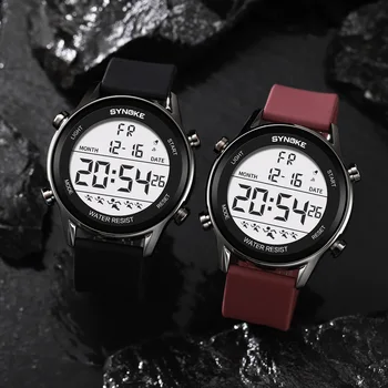 SYNOKE גברים שעונים האופנה LED ספורט צבאי שעוני יד סיליקון אלקטרוני שעון דיגיטלי שעון לגברים Relogio Masculino