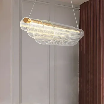 LED אמנות נברשת תליון אור מנורת חדר האוכל האי המודרני והמעוצב זמן תלוי לחיות Restuarant בר קפה למשרד
